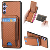 For Samsung Galaxy S25+ 5G Carbon Fiber Vertical Flip Wallet Stand Phone Case(Brown)