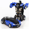 One-click Transforming Toy Car Impact Deformation Toy Model Car(Blue)