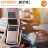 For iPhone 15 AutSpace A12 MagSafe Magnetic RFID Card Bag Phone Case(Rose Gold)