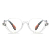 Diamond Studded Cat Eye Presbyopic Glasses Half-frame Fish-filament Glasses Unisex, Degree: +250(Transparent Flower Feet)