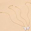 Sisters Mother and Daughter Alloy Drip Oil Butterfly Necklace Clavicle Chain(Gold)