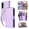 For Samsung Galaxy A24 Nine-card Slots Zipper Wallet Bag Leather Phone Case(Purple)