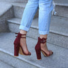 Thick Heeled Serpentine High Heel Sandals, Color:36(Wine Red)