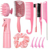 12pcs /Set Hair Combing Brush Set Convenient Styling Comb, Color: Pink With Mosquito Comb