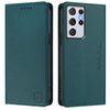 For Samsung Galaxy S21 Ultra 5G RC01 Dual-Folded Magnetic Suction RFID Leather Phone Case(Dark Green)