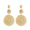 E2002-14 Prongs+Big Circle Bamboo Vine Handmade Woven Earrings Bosomia Style Earrings
