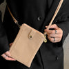 Litchi Texture Card Holder Mobile Phone Zipper Bag with Long Strap(White)