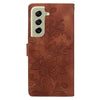 For Samsung Galaxy S21 5G Lace Floral Embossed Magnetic Buckle PU Phone Case With Wrist Strap(Brown)