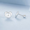 S925 Sterling Silver Platinum-plated Heart-shaped Star Earrings(BSE1045)
