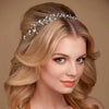Fashion Leaves Bridal Hair Accessories Handmade Crystal Hair Jewelry Wedding Headband Headpiece for Women(Silver)