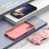 For Samsung Galaxy A55 5G Armor MagSafe Holder PC Hybrid TPU Phone Case(Pink)