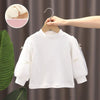 Girls Bottoming Shirt Cotton Yarn Sleeve Stand-Up Collar Tops, Size: 90 Yards(Plus Velvet  White)