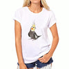 Parrot Pattern Short-sleeved T-shirt for Woman, Size: XL(White)