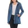 Casual  Women Waterproof Waist Hooded Long Coat, Size:M (Sky Blue)