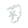 S925 Sterling Silver Platinum Plated Fresh Flower Opening Adjustable Ring(BSR533-E)
