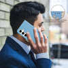 For Samsung Galaxy S23 5G Splicing Color Hollow Flower Pattern RFID Leather Phone Case(Baby Blue)