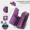 For Samsung Galaxy S24 5G Double Flap Zipper RFID Leather Phone Case with Short Lanyard(Dark Purple)