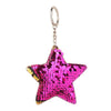 2 PCS Cute Chaveiro Star Keychain Glitter Pompom Sequins Key Chain Gifts for Women Llaveros Mujer Car Bag Accessories Key Ring(Magenta)