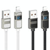 hoco U137 USB to 8 Pin Line 2.4A Charging Data Cable with Display, Length:1.2m(White)