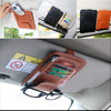 Multi-functional Auto Car Sun Visor Sunglass Holder Card Bill Ticket Storage Holder Pouch Bag(Khaki)
