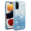 For Samsung Galaxy S20 Gradient Glitter Flower All-inclusive Phone Case(Blue)