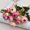 2 Bundle Retro Tea Roses Bride Bouquet Artificial Flowers(Light Purple)