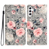For Samsung Galaxy A56 5G 3D Pattern Leather Phone Case(Gray Base Flower)