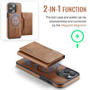 For iPhone 13 Pro DG.MING MAGKING-K2 Series MagSafe RFID Card Bag Detachable Phone Case(Brown)