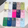 For iPhone 12 Large Window Acrylic Glass Lens MagSafe Silicone Phone Case(Ash Powder)