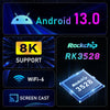 H96 Max 8K Ultra HD Smart TV Box Android 13.0 Media Player with Remote Control, RK3528 Quad-Core, 4GB+64GB(EU Plug)