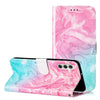 For Samsung Galaxy A36 Colored Drawing Marble Pattern Leather Phone Case(Pink Green Marble)