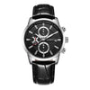 OCHSTIN 6085B Multifunctional Quartz Waterproof Men Leather Watch(Silver+Black)