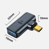10 Gbps USB Female to USB-C/Type-C Male Magnetic Side Bend Charging Adapter (Silver)