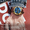 OLEVS 2872 Men Three Eyes Six Needles Chronograph Waterproof Quartz Watch(Blue + Gold)