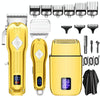 3pcs /Set Men Home Hair Salon High-power Hair Clipper(Gold)