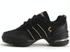 Soft Bottom Mesh Breathable Modern Dance Shoes Heightening Shoes for Women, Shoe Size:37(Black Gold)