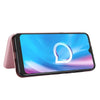 For Alcatel 1SE 2020 Carbon Fiber Texture Horizontal Flip TPU + PC + PU Leather Case with Card Slot(Pink)
