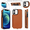For iPhone 12 Double Flap Zipper RFID Leather Phone Case with Short Lanyard(Brown)