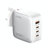 LDNIO Q408 100W GaN USB+3 USB-C / Type-C Interface Charger with 1m 100W USB-C / Type-C to USB-C / Type-C Data Cable, Plug Type:UK Plug(White)