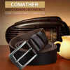 COWATHER XF018 Men Casual Business Pin Buckle Cowhide Belt,Length: 110cm(Brown)