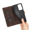 For Samsung Galaxy S21 Ultra 5G Grid Stitching Leather Phone Case with Lanyard(Brown)
