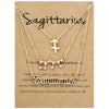 3 In 1 12 Zodiac Signs Necklace Set Retro Alphabet Symbols With Diamonds Jewelry Set, Style: Sagittarius Golden