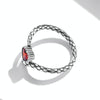 S925 Sterling Silver Retro Snake Heart Zircon Women Open Ring, Size:8