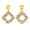 E2002-3 Yellow Frame Bamboo Vine Handmade Woven Earrings Bosomia Style Earrings