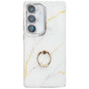 For Samsung Galaxy S24+ 5G Electroplated Marble Texture Ring Holder Phone Case(Gold White S1)
