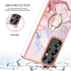 For Samsung Galaxy S25 Ultra 5G Electroplating Marble IMD TPU Phone Case with Ring Holder(Rose Gold 005)