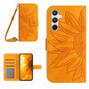 For Samsung Galaxy A56 5G Skin Feel Sun Flower Embossed Flip Leather Phone Case with Lanyard(Yellow)