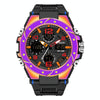 SANDA Dual Digital Display Luminous Stopwatch Chronograph Alarm Clock Men Quartz Sports Watch(6008 Symphony Purple)