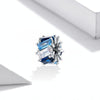 S925 Sterling Silver Blue Cube Zircon Beads DIY Bracelet Necklace Accessories