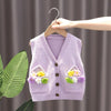 Baby Girl Knitted Vest Flower Sweater Outer Undershirt, Size:  100cm(Purple)